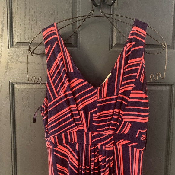 Banana Republic Navy blue and coral maxi dress size L - Picture 2 of 6